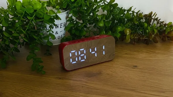 LED Güzgülü Masaüstü Saat (Bluetoothlu) – Qırmızı - Grido hədiyyə mağazası