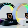 LED İşıqlı Multifunksional Masaüstü Saat və Simsiz Şarj Stansiyası Qara - Grido hədiyyə mağazası