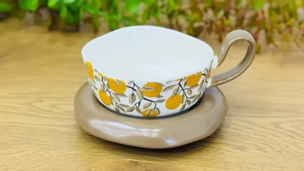 Limon Naxışlı Fincan Və Altlıq Dəsti 35460 - Grido hədiyyə mağazası