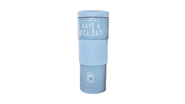 Mavi Rezinli 600 ml Termos Fincan Have A Nice Day - Grido hədiyyə mağazası