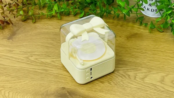 Mini Retro Qramafon Krem Bantikli - Grido hədiyyə mağazası