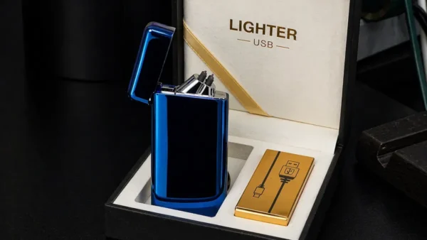 Premium Hədiyyəlik Elektrikli Alışqan 619 Mavi– USB İlə Doldurulan, Hədiyyəlik Alışqan - Grido hədiyyə mağazası