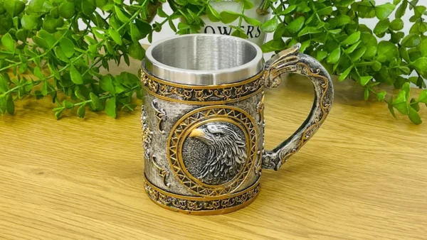Qartal Naxışlı Metal Fincan (Paslanmayan Polad İçlikli) - Grido hədiyyə mağazası