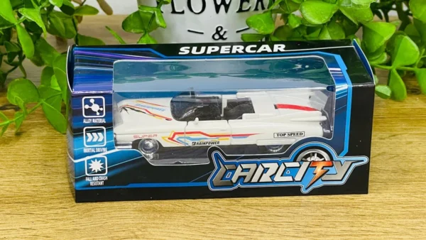 Retro Cabrio Metal Model Maşın – Ağ (11 sm) - Grido hədiyyə mağazası