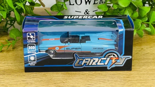 Retro Cabrio Metal Model Maşın – Mavi (11 sm) - Grido hədiyyə mağazası