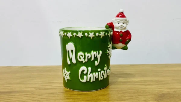 Santa Dekorlu Yaşıl Merry Christmas Fincanı - Grido hədiyyə mağazası