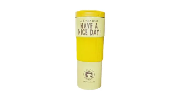 Sarı Rezinli 600 ml Termos Fincan Have A Nice Day - Grido hədiyyə mağazası