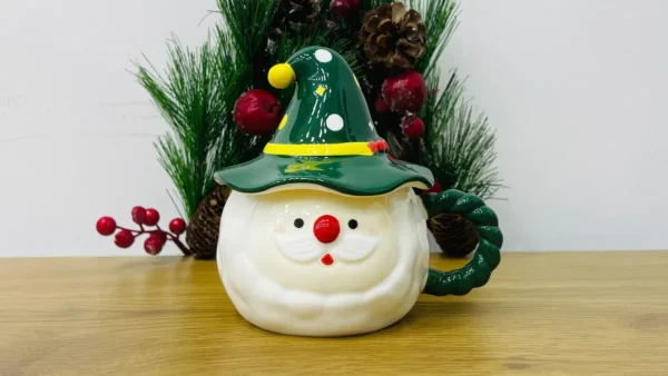 Şən Santa Dizaynlı Yaşıl Yeni İl Fincanı - Grido hədiyyə mağazası