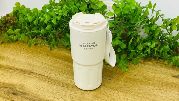 Sitarayuri Paslanmaz Polad Termos Kupa Ağ– Daşıma Kəmərli (600 ml) - Grido hədiyyə mağazası