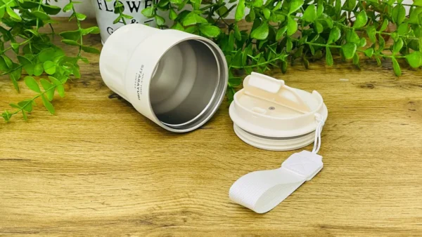 Sitarayuri Paslanmaz Polad Termos Kupa Krem– Daşıma Kəmərli (290 ml) - Grido hədiyyə mağazası
