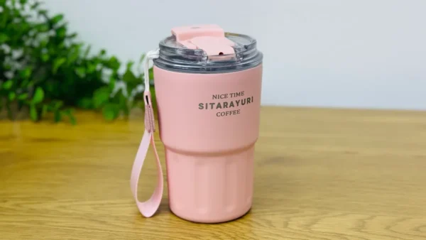 Sitarayuri Termos Çəhrayı Kofe Stəkanı – 360 ml - Grido hədiyyə mağazası