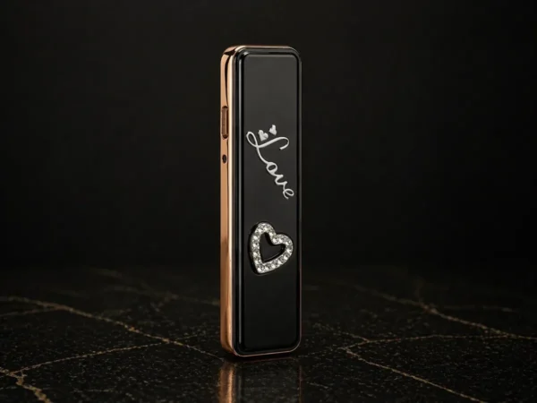 USB Şarjlı Elektron Alışqan Qara 6038, Sensorlu Alışqan, Metal Alışqan, Küləyə Davamlı Alışqan, Hədiyyəlik Alışqan (Love Dizayn) - Grido hədiyyə mağazası
