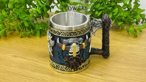 Viking Döyüşçü Dizaynlı Metal Fincan (Paslanmayan Polad İçlikli) - Grido hədiyyə mağazası